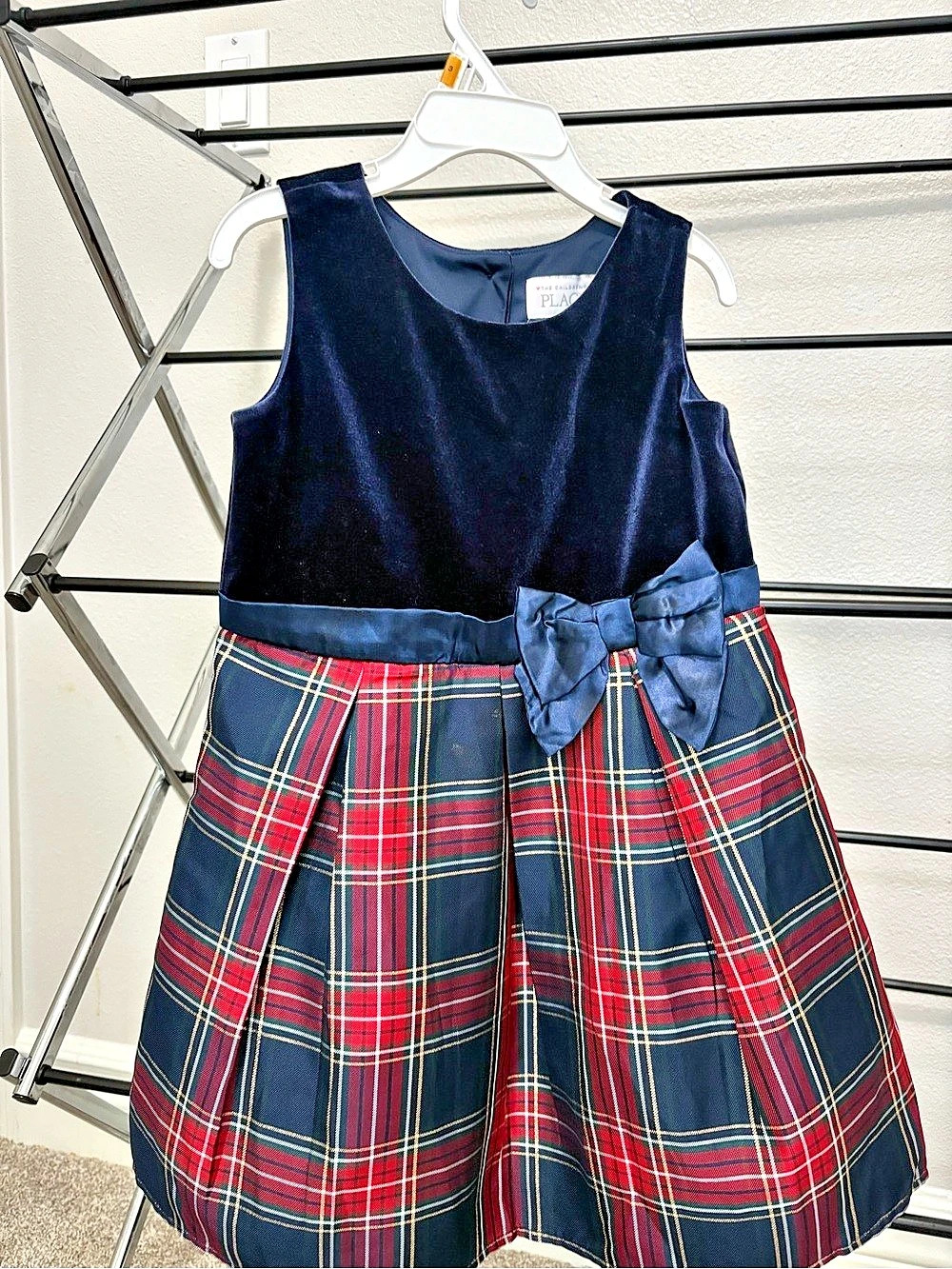 The Children's Place Matching Family Plaid Velour Fit And Flare Dress